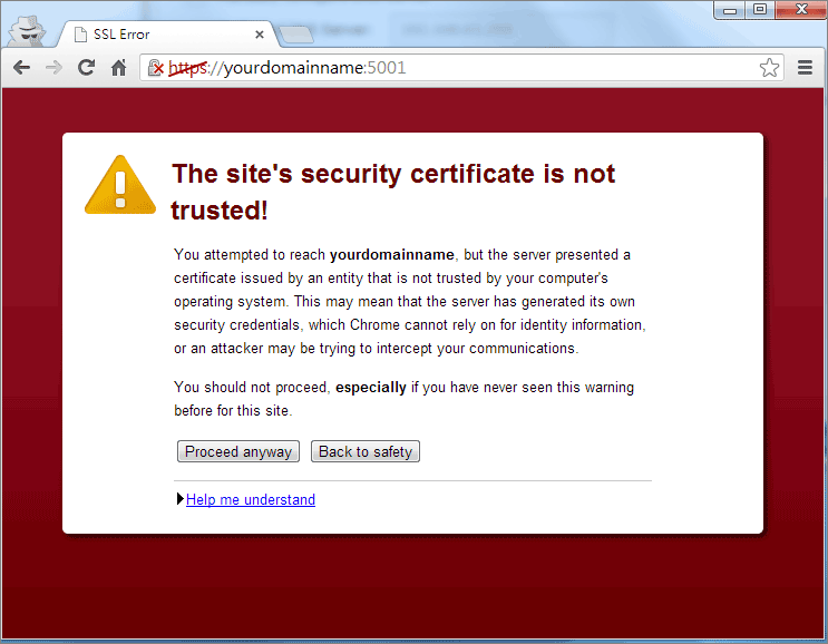 Self-signed SSL certificate error