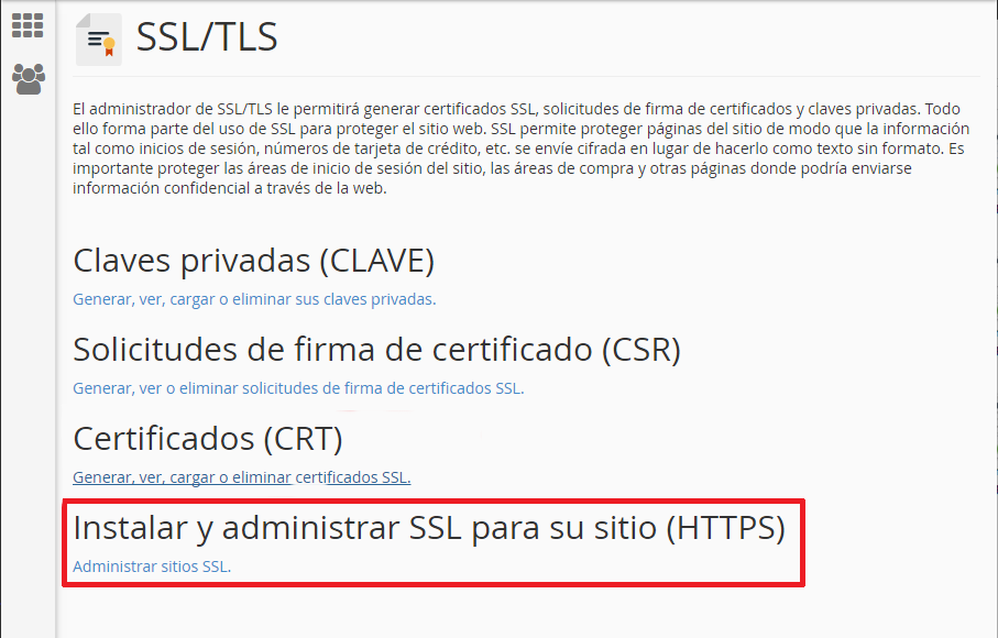 Instalar SSL en Cpanel