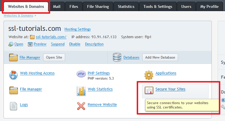 SSL/TLS en Plesk